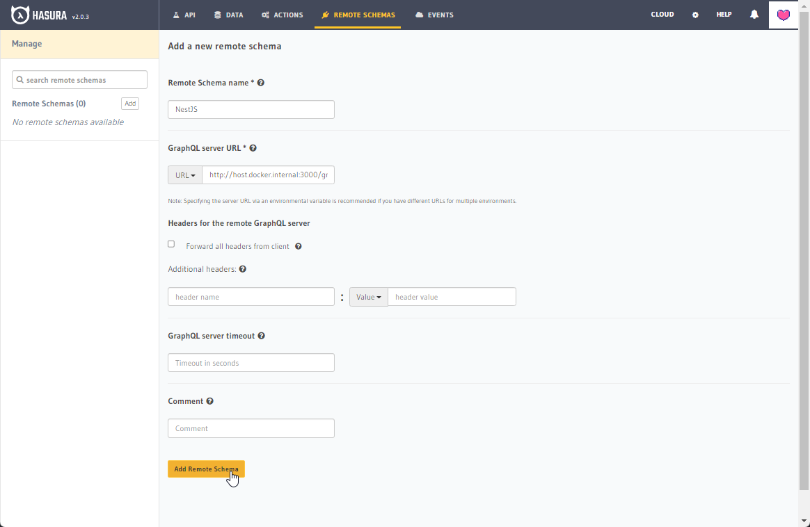 hasura-create-remote-schema