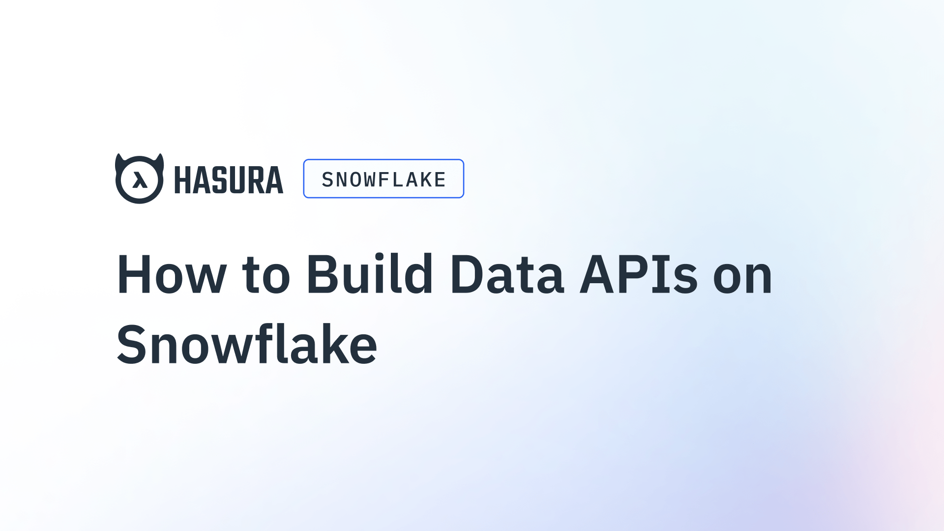 How to Build Data APIs on Snowflake