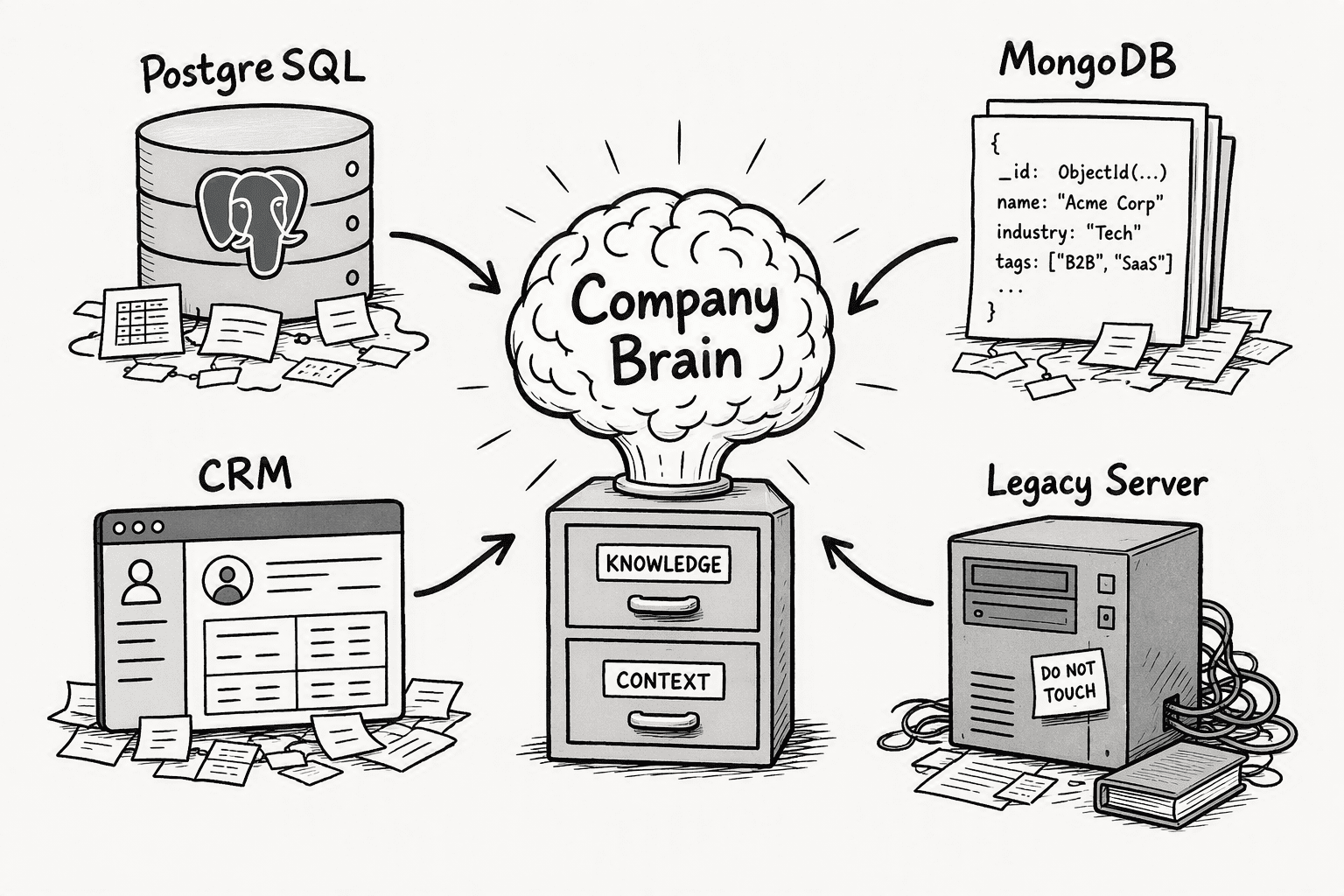 Illustration for Step 1: Aggregate and Connect Institutional Knowledge Across Your Fragmented Systems