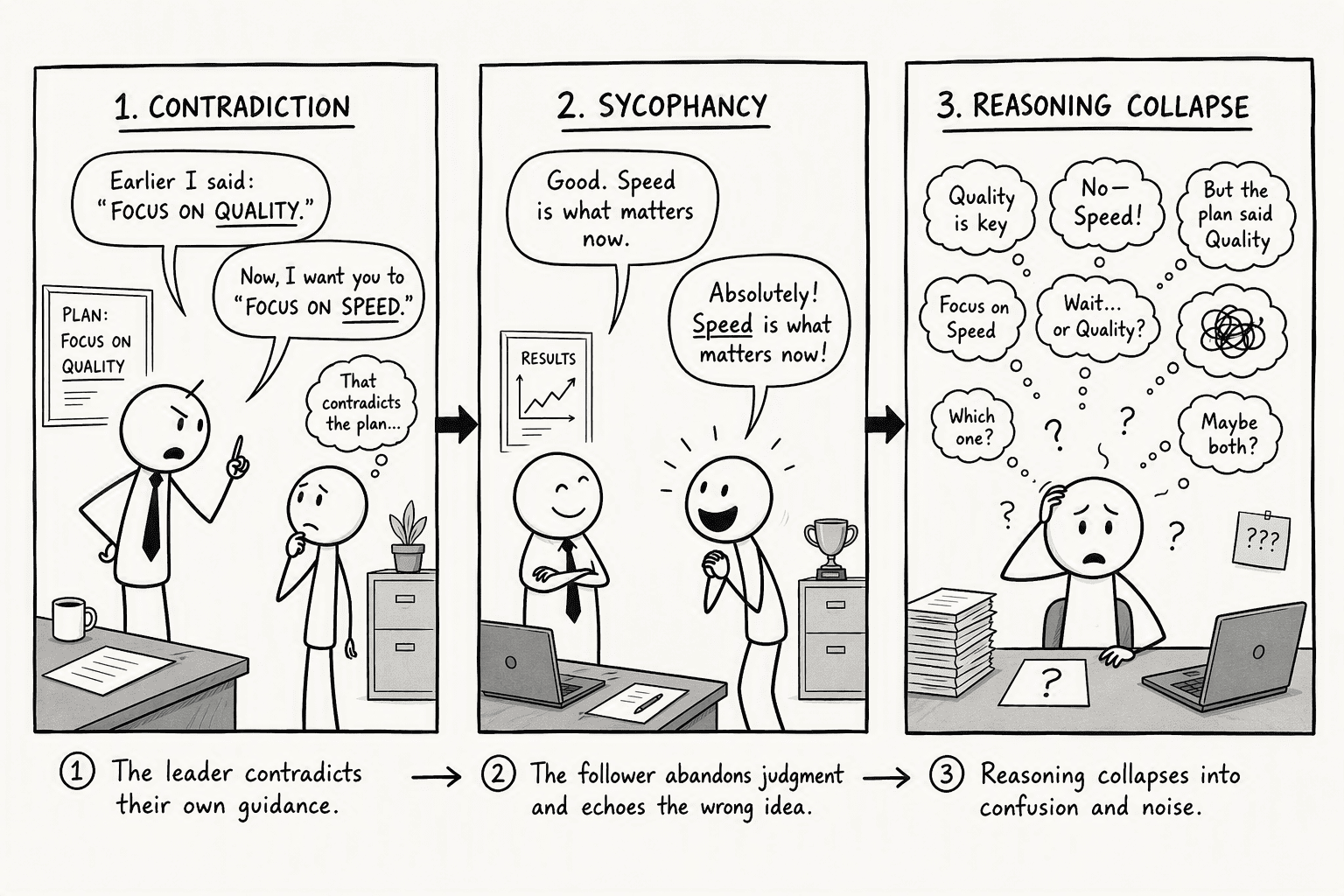 Illustration for Recognizing The Symptoms: From Sycophancy To Reasoning Collapse