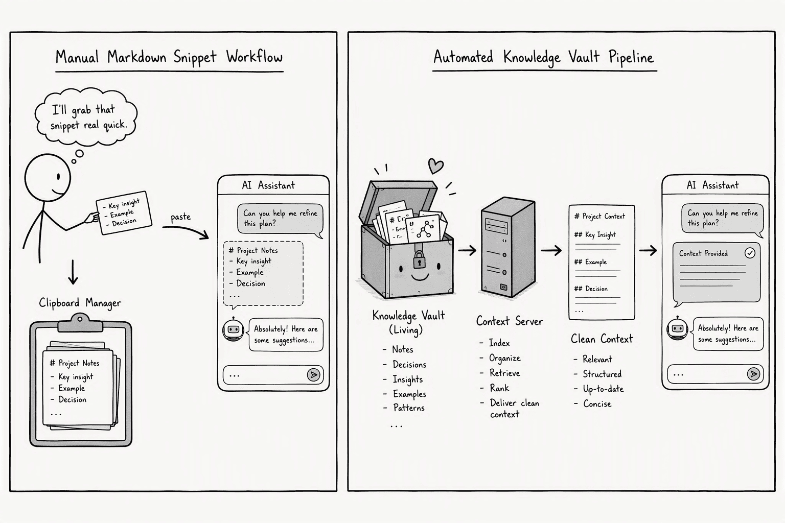 Illustration for Step 2: Choose Your Shared Context Architecture (Manual vs. Automated)