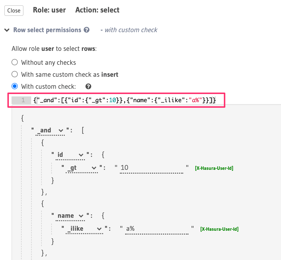 Example of a rule with the _and operator