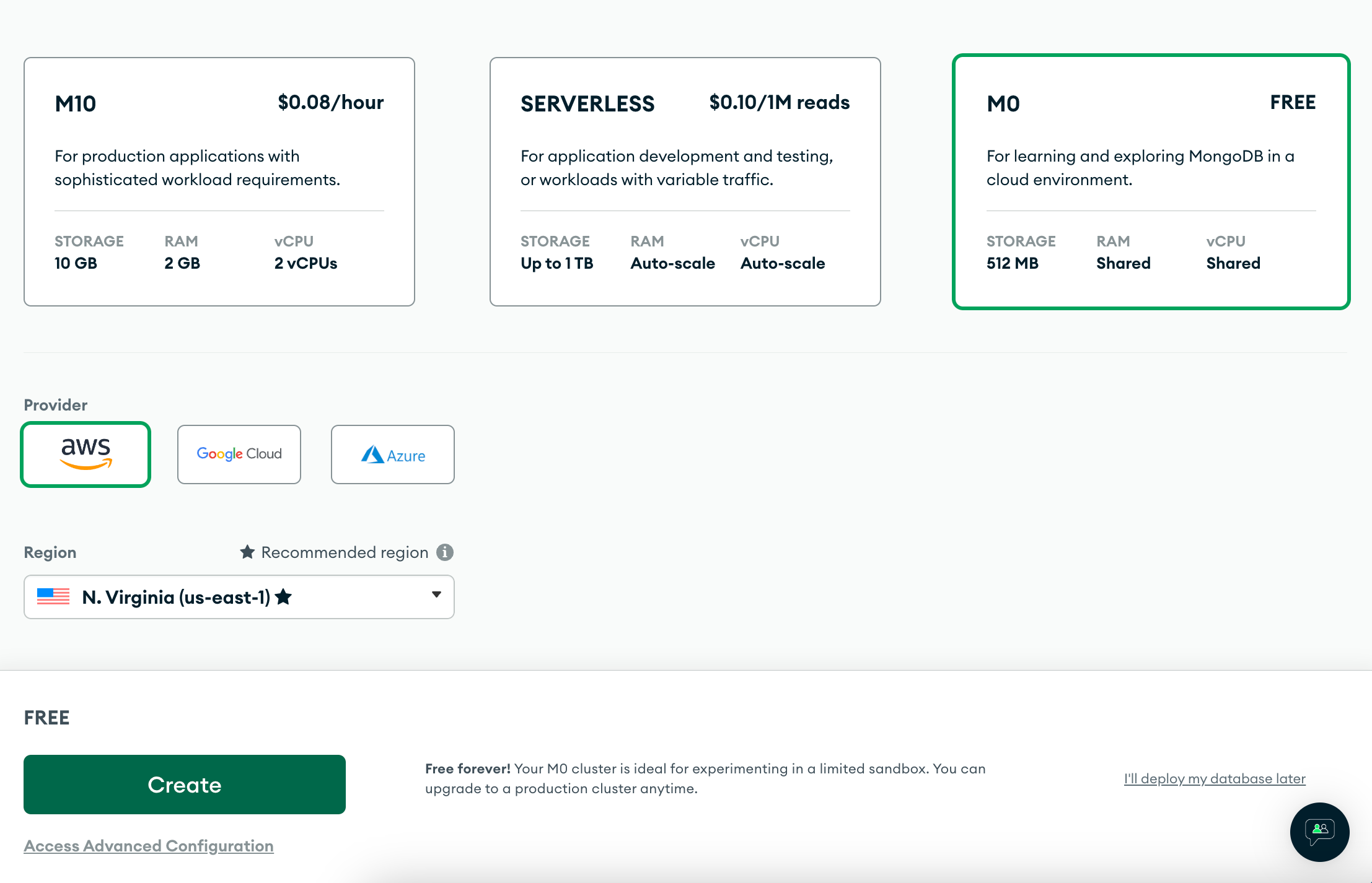 MongoDB Atlas Instance Details