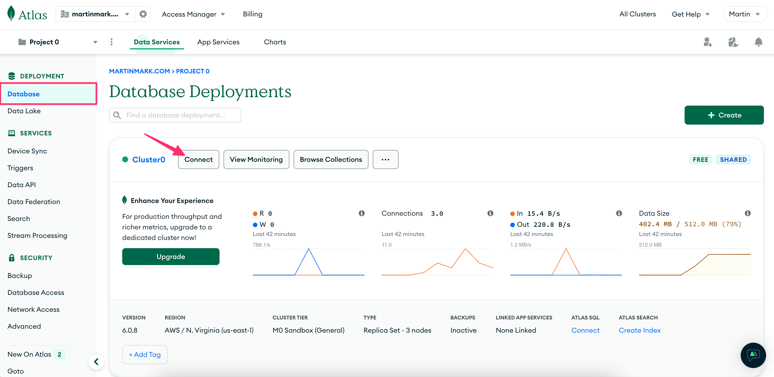 MongoDB Atlas - Connect to database