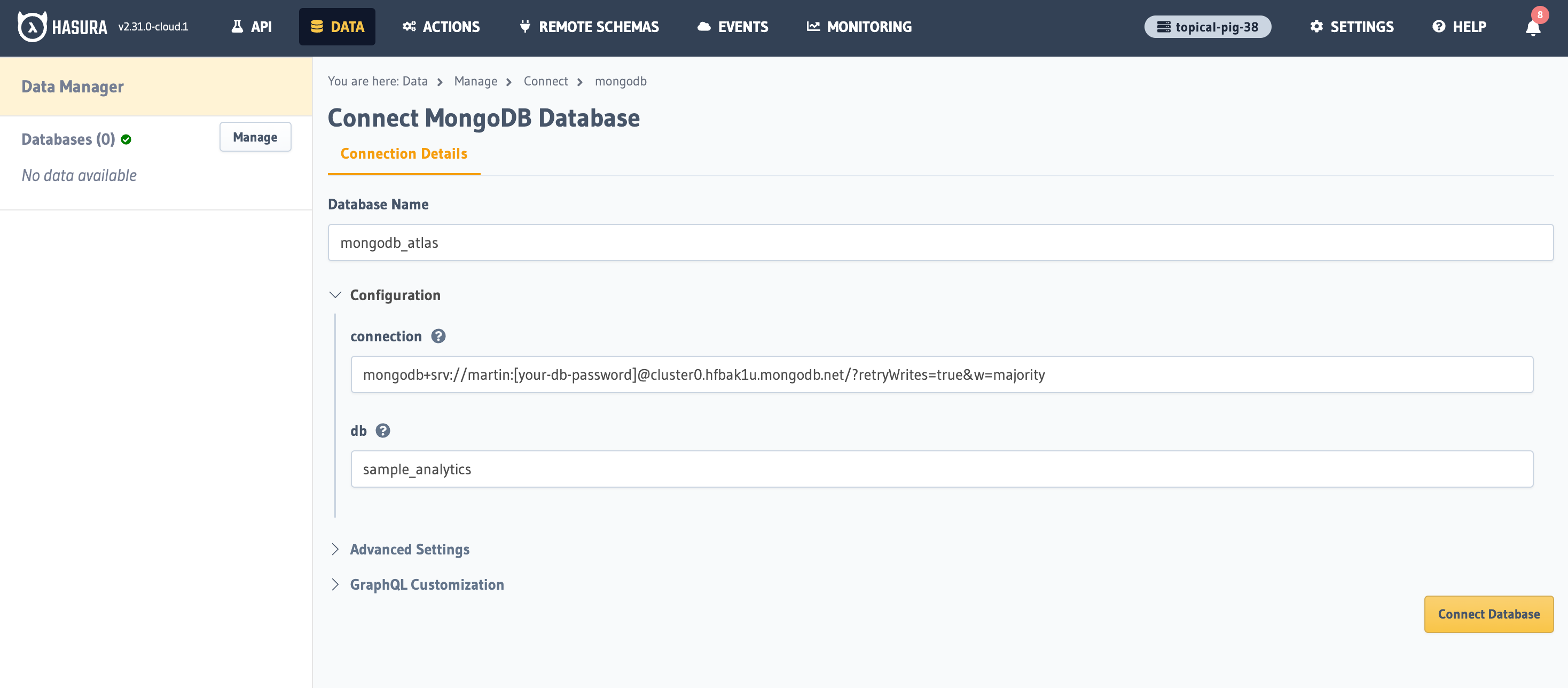 Database setup