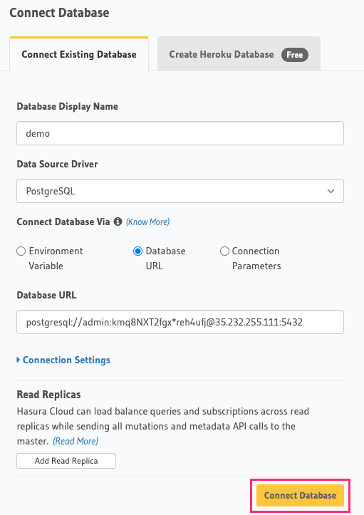 Database setup