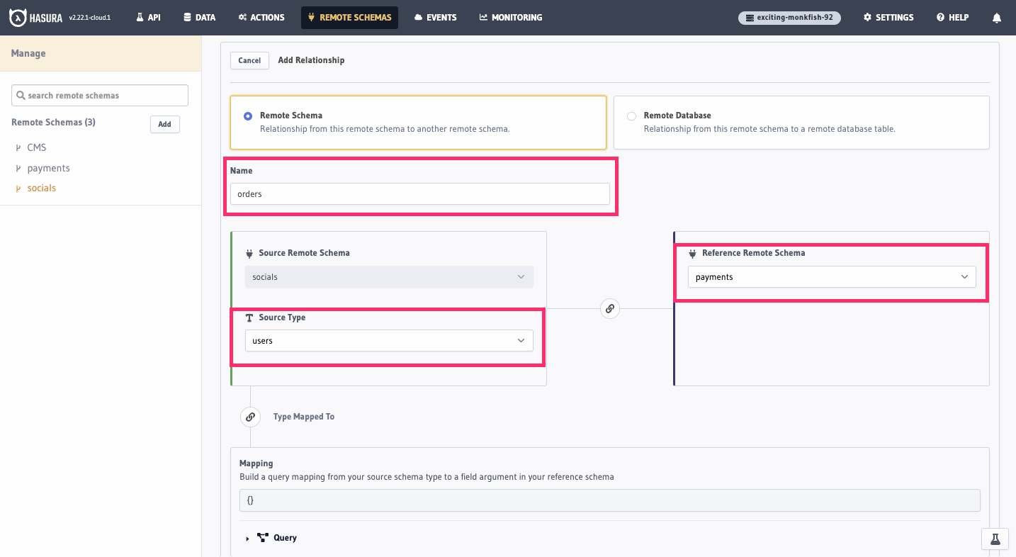 Adding a new relationship between the socials and payments APIs