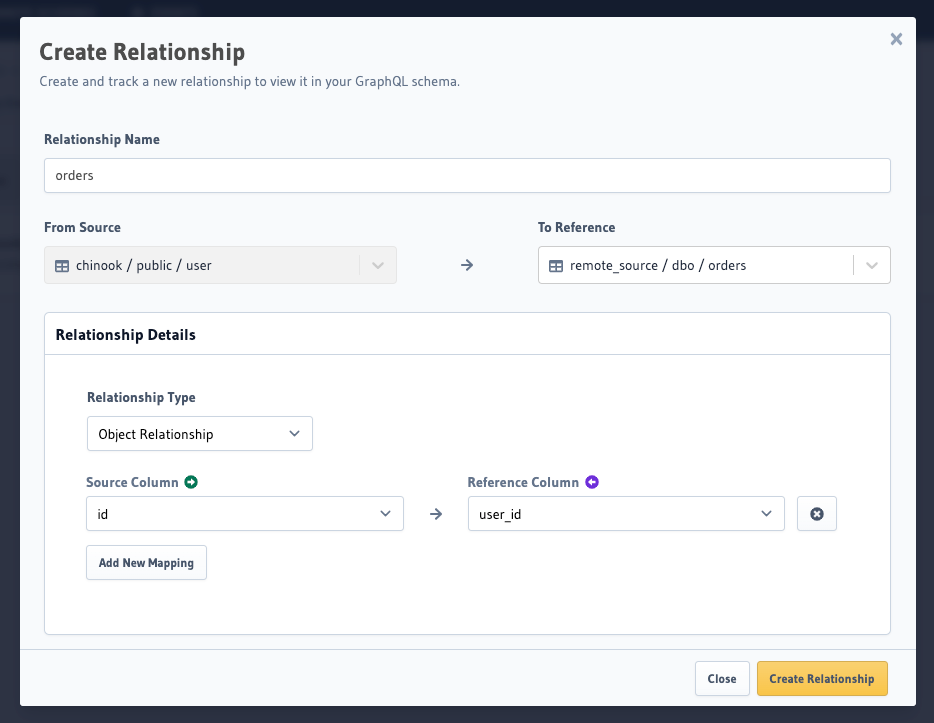 Create remote database relationships