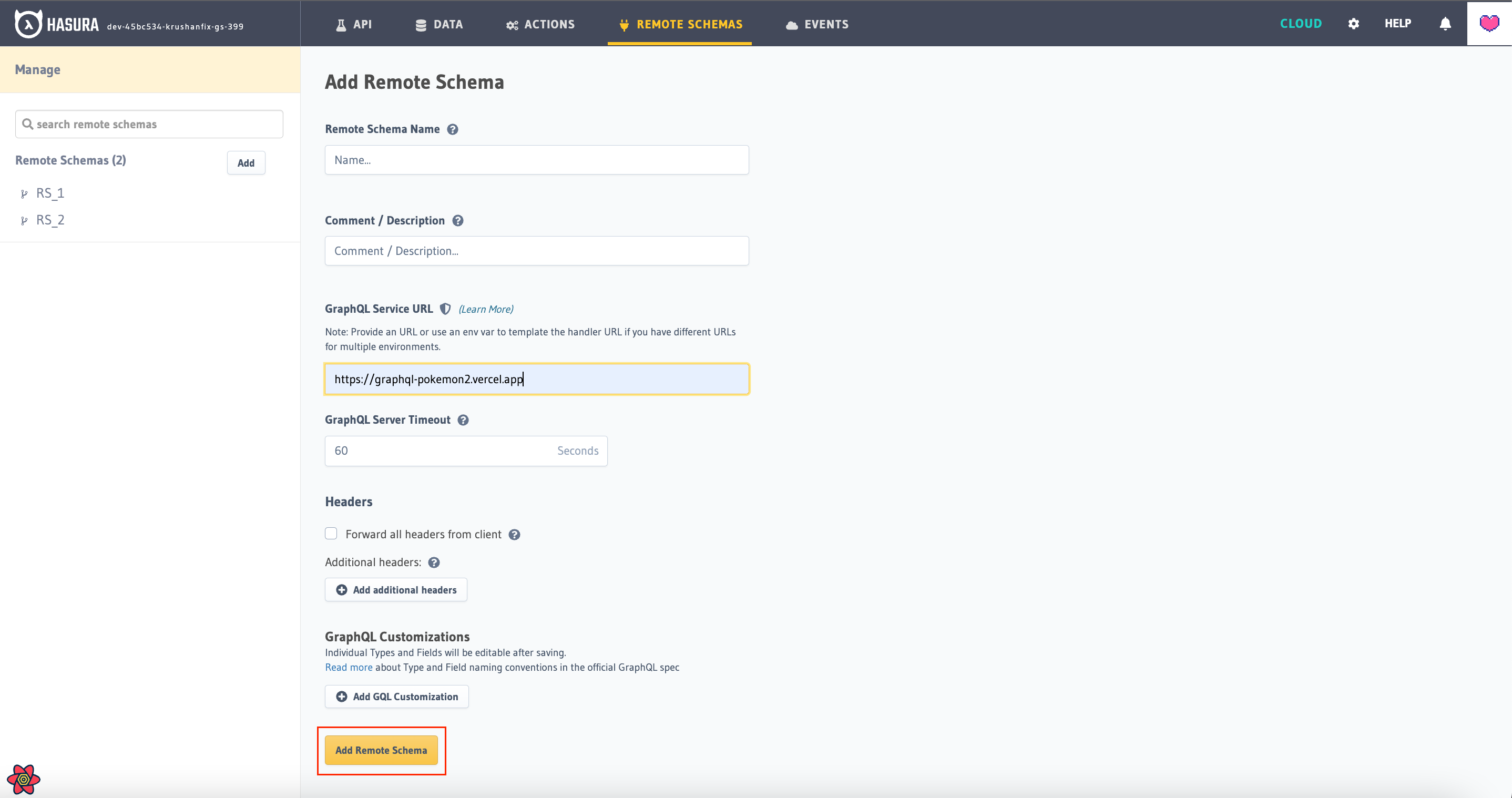 Merge Remote Schema