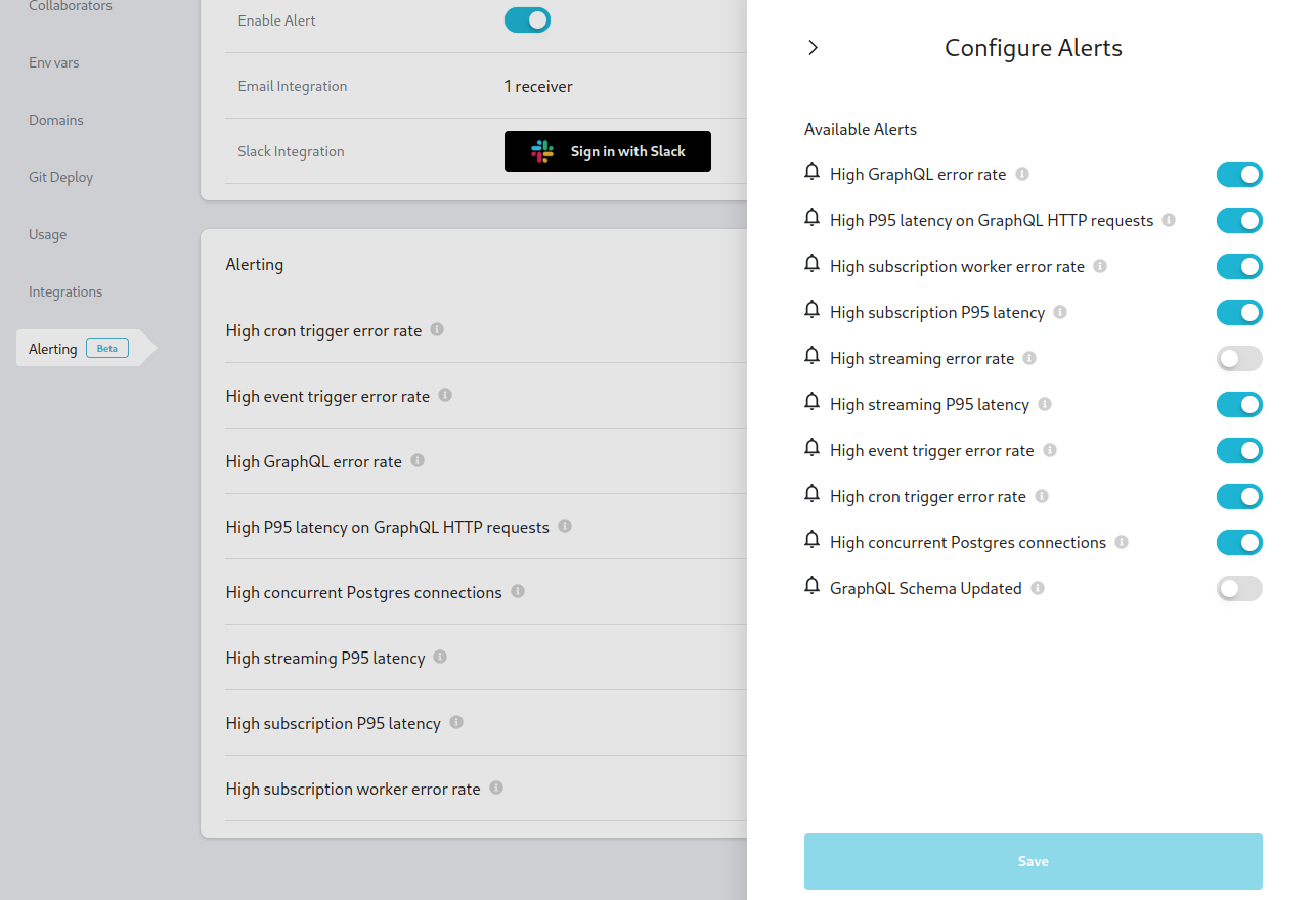 Alert rules configuration