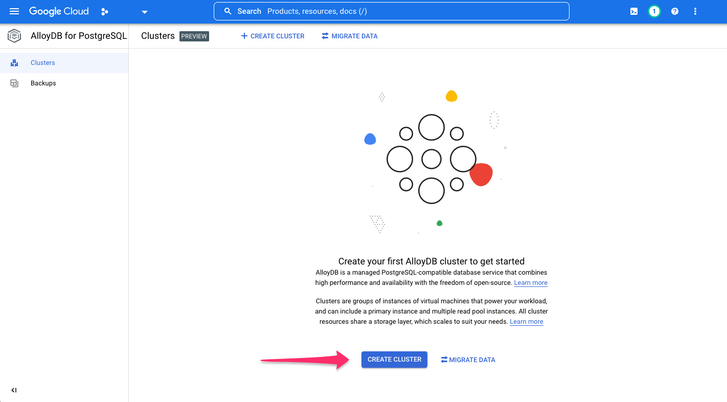 AlloyDB create cluster