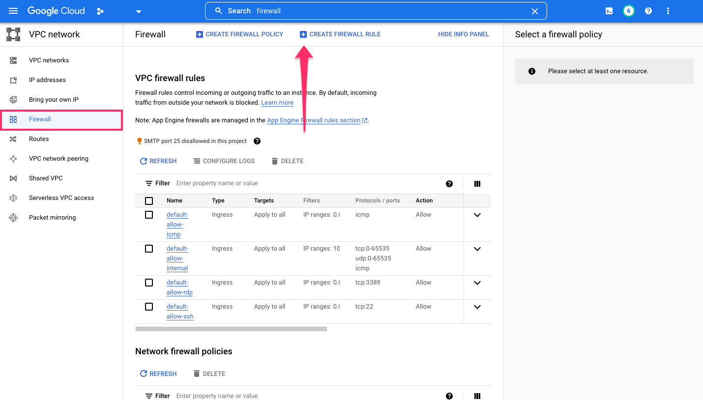 AlloyDB create firewall rule