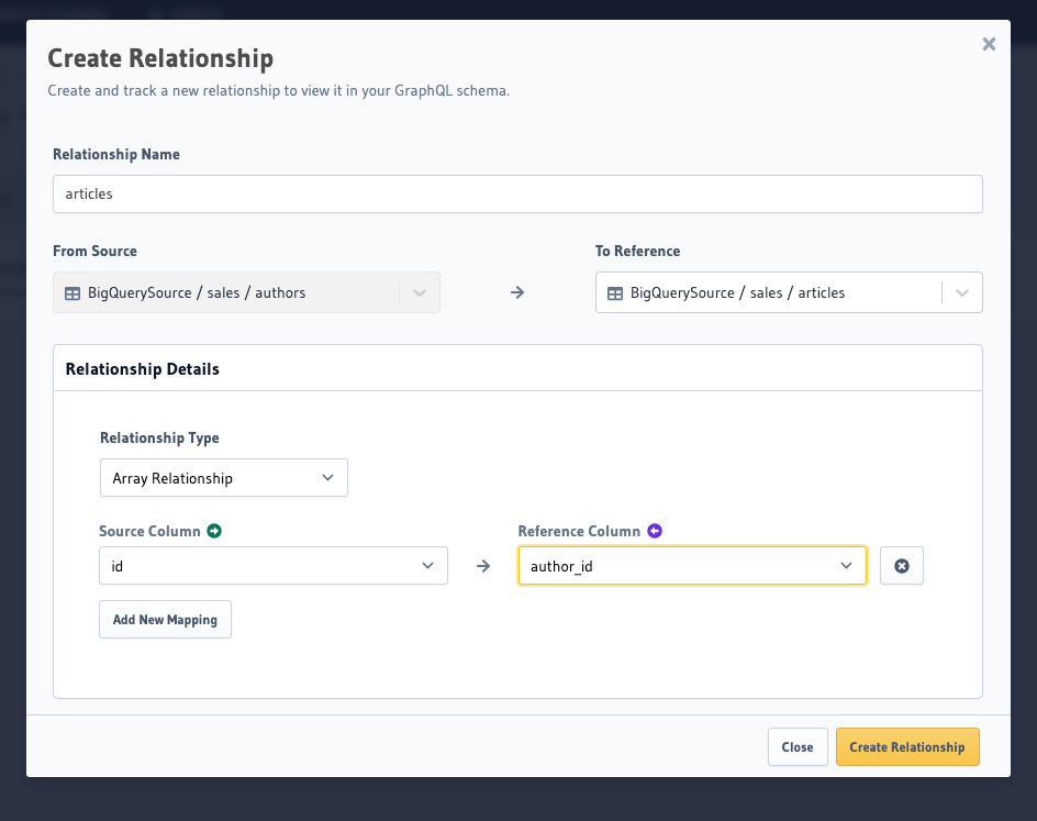 Add an array relationship