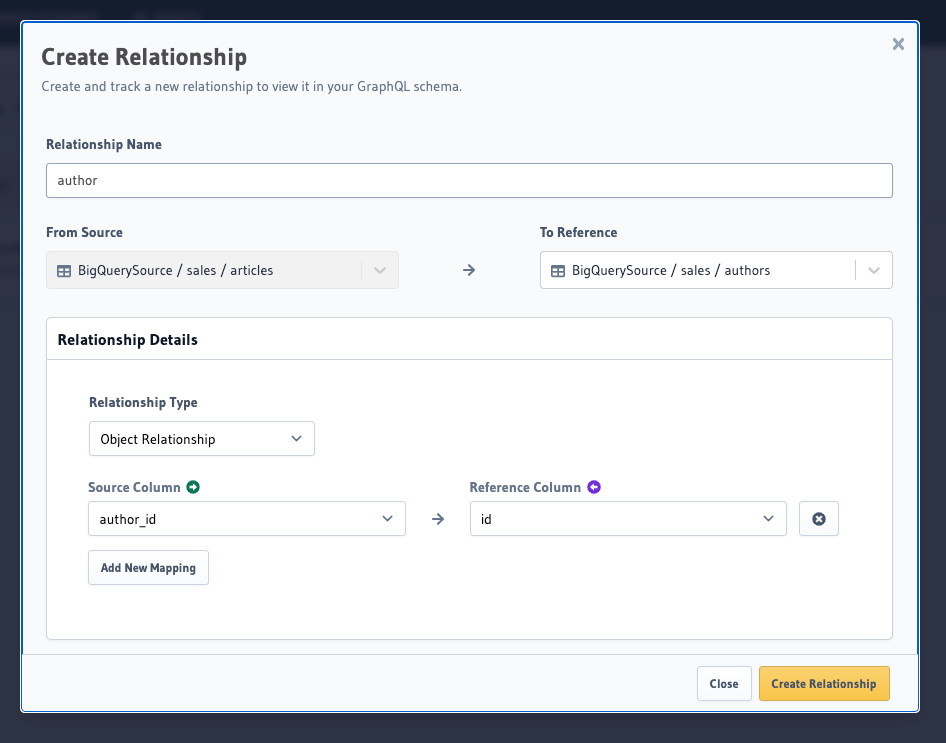 Create an object relationship