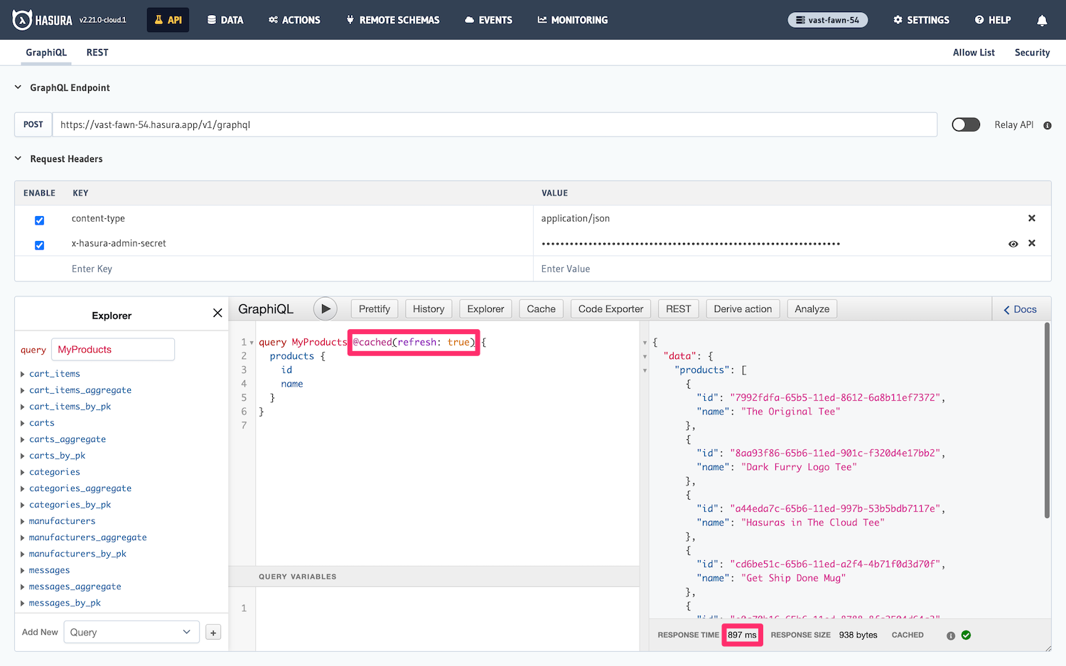 Setting the refresh argument for the cached directive