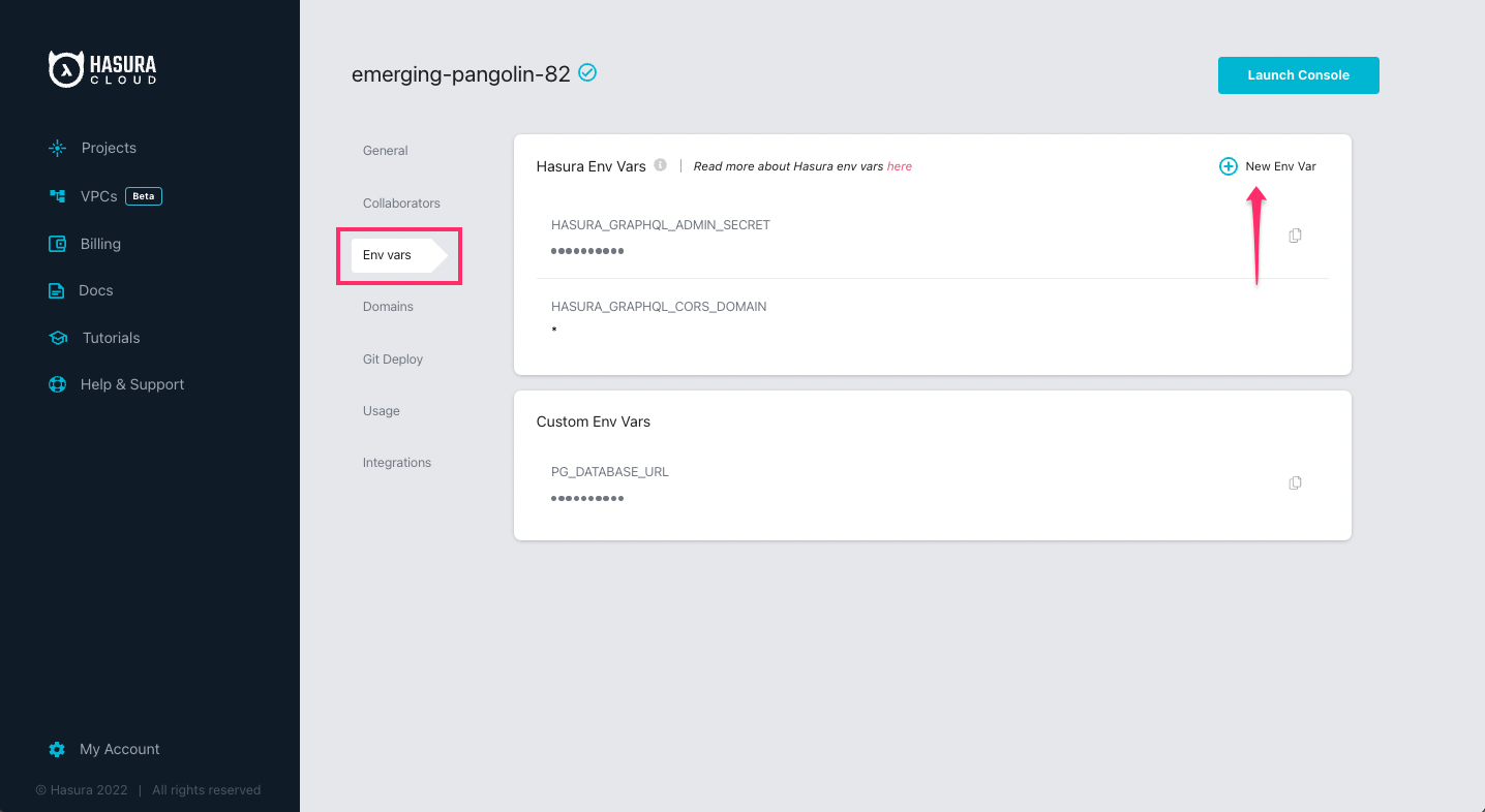 Setting env vars from Cloud