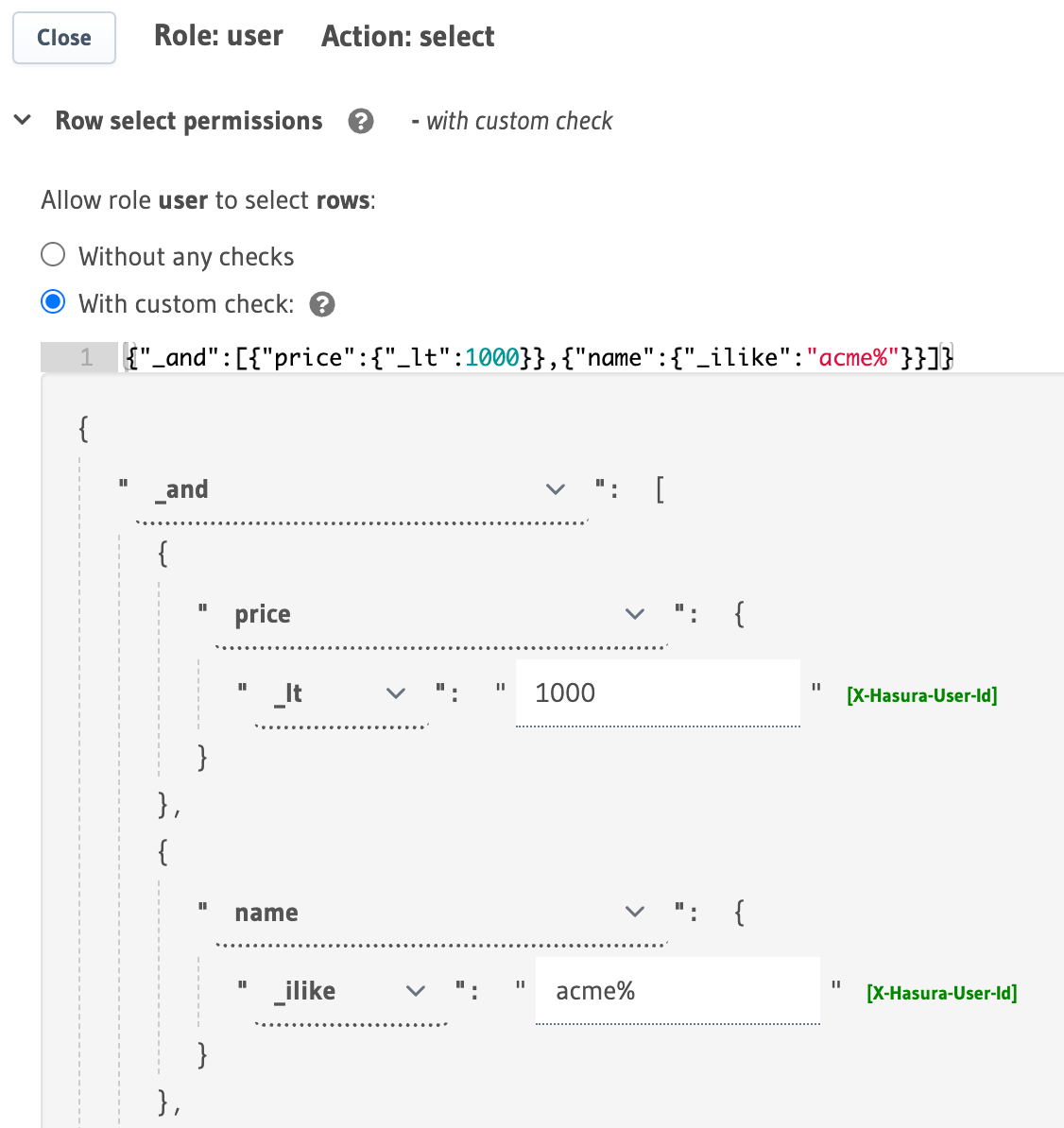 Example of a rule with the _and operator