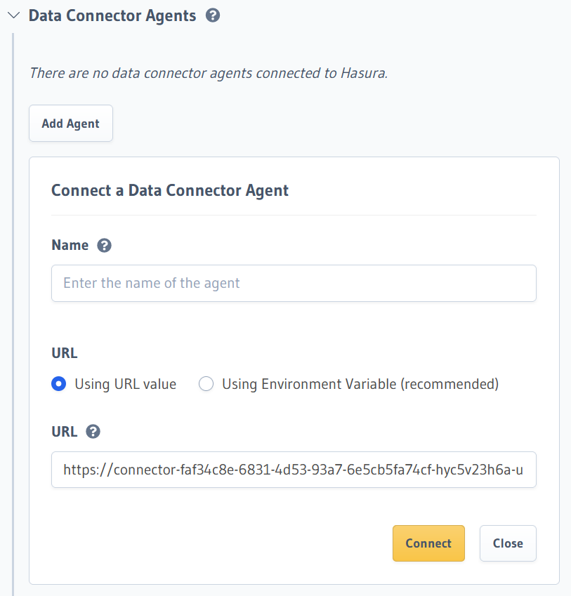 Hasura GraphQL Data Connector Agent diagram