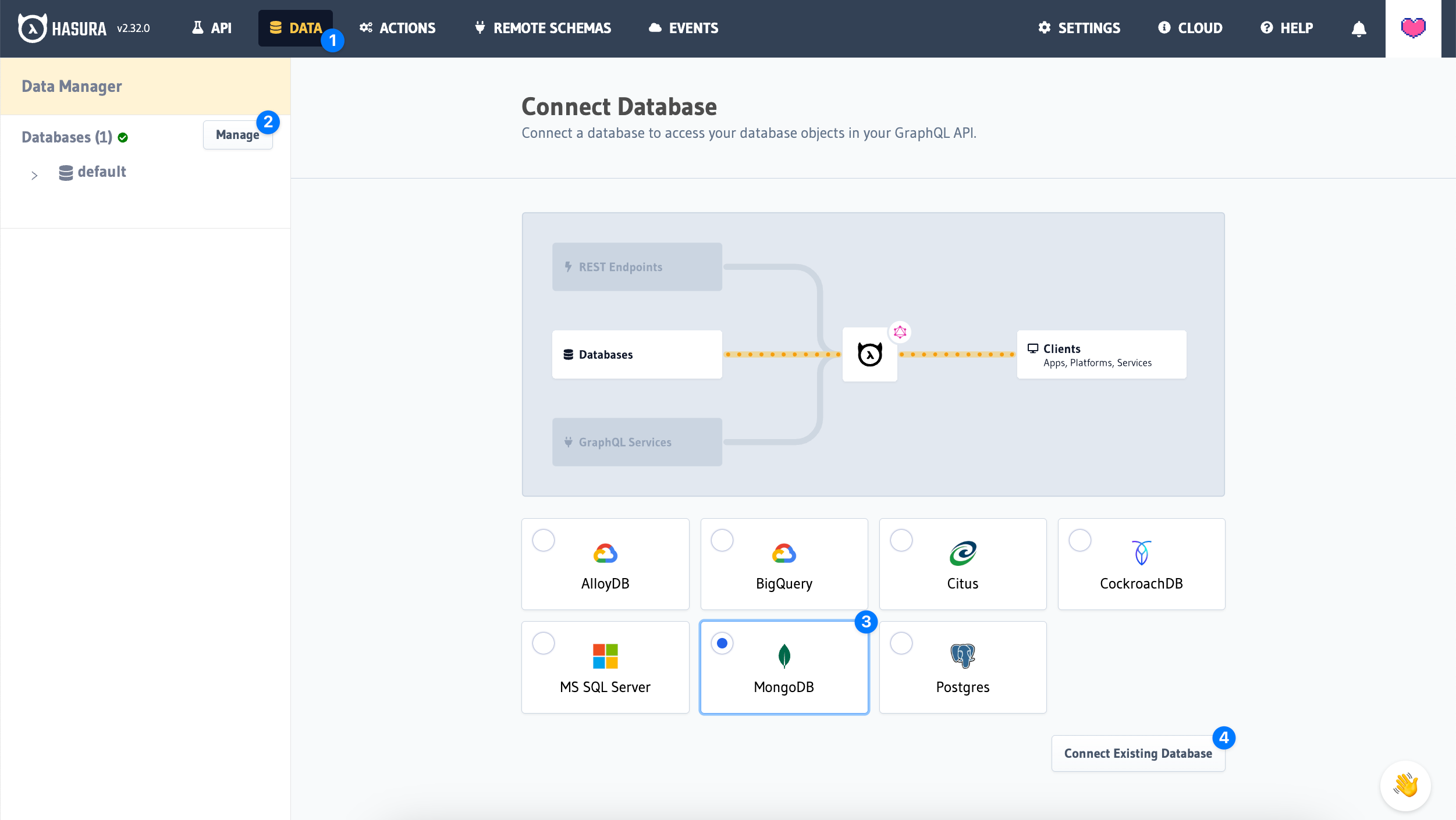 Connecting to MongoDB - Selecting MongoDB