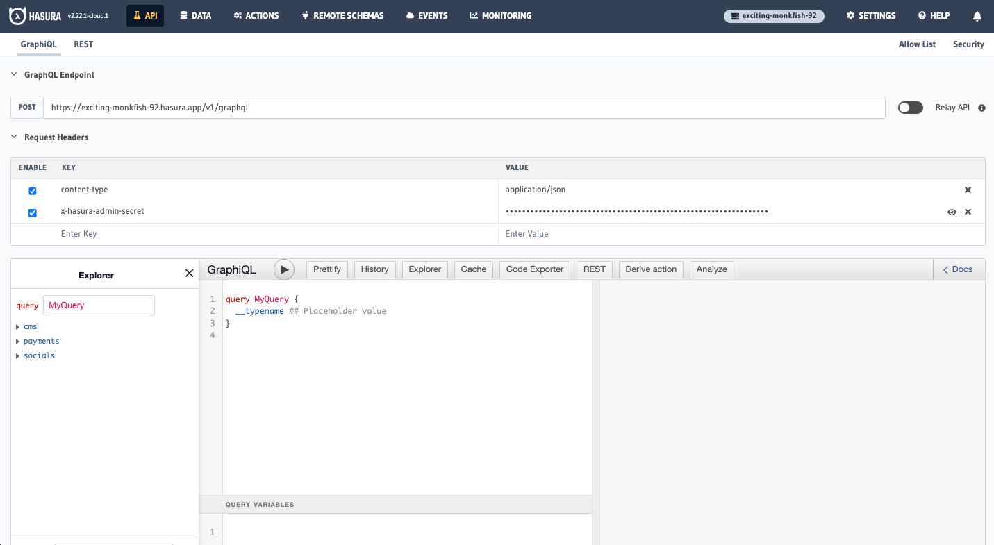 Consolidated fields in the API tab after adding namespaces