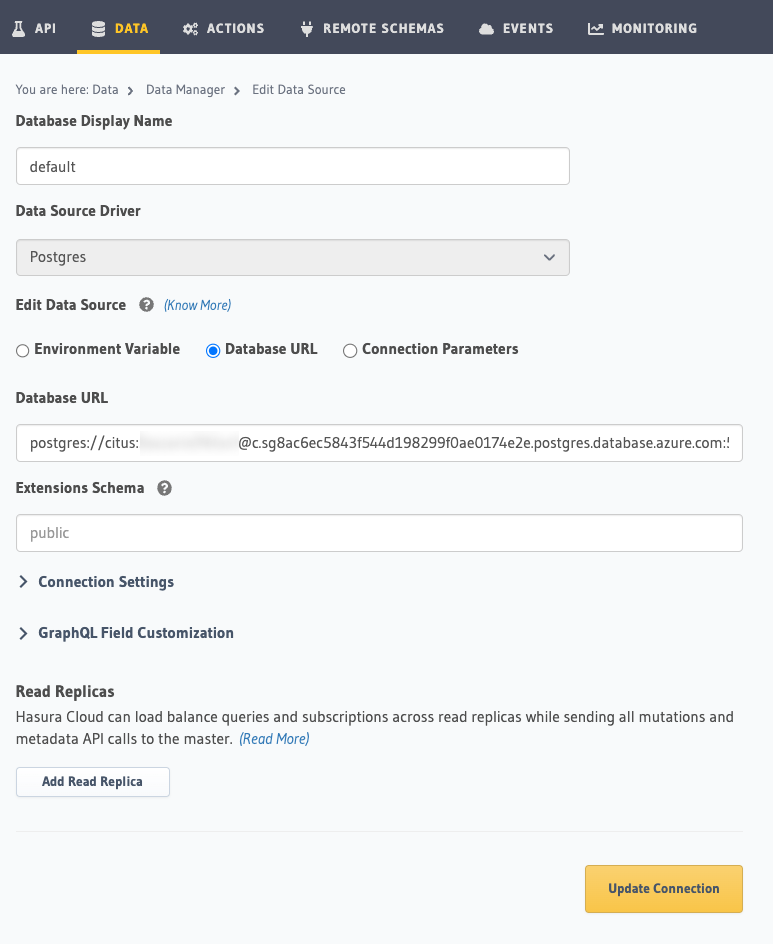 Database setup