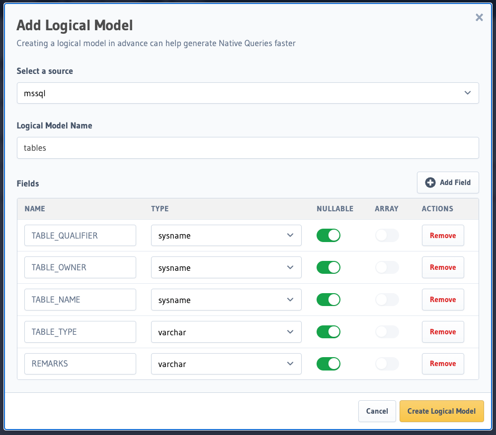 Create Logical Model Form