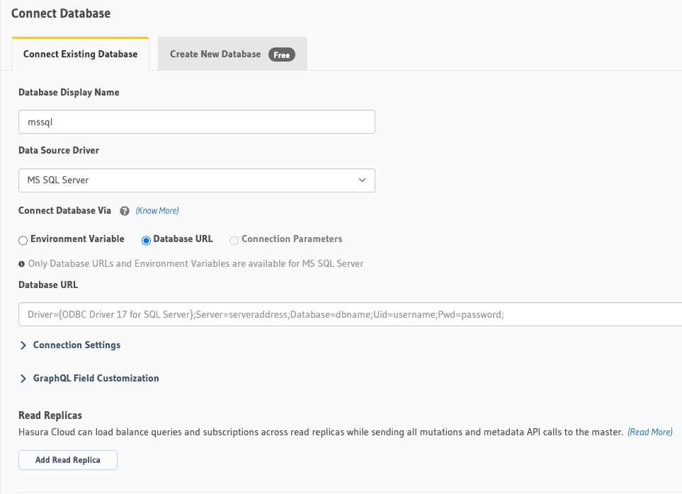 Hasura Cloud database setup