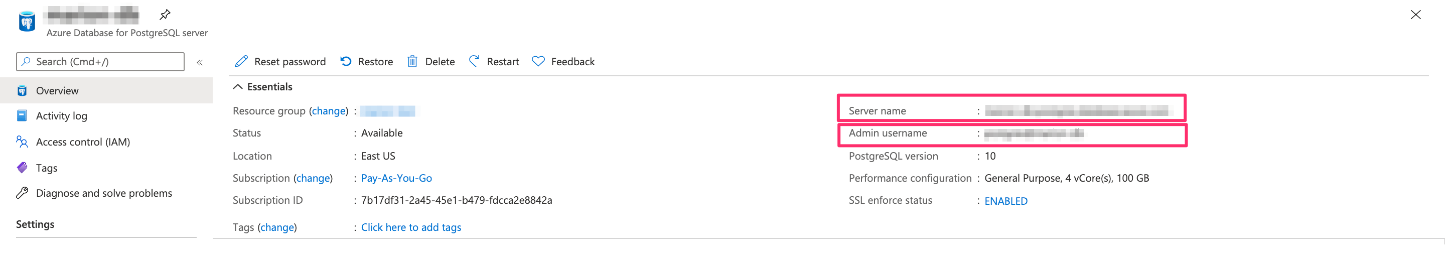 Construct the database connection string for Azure