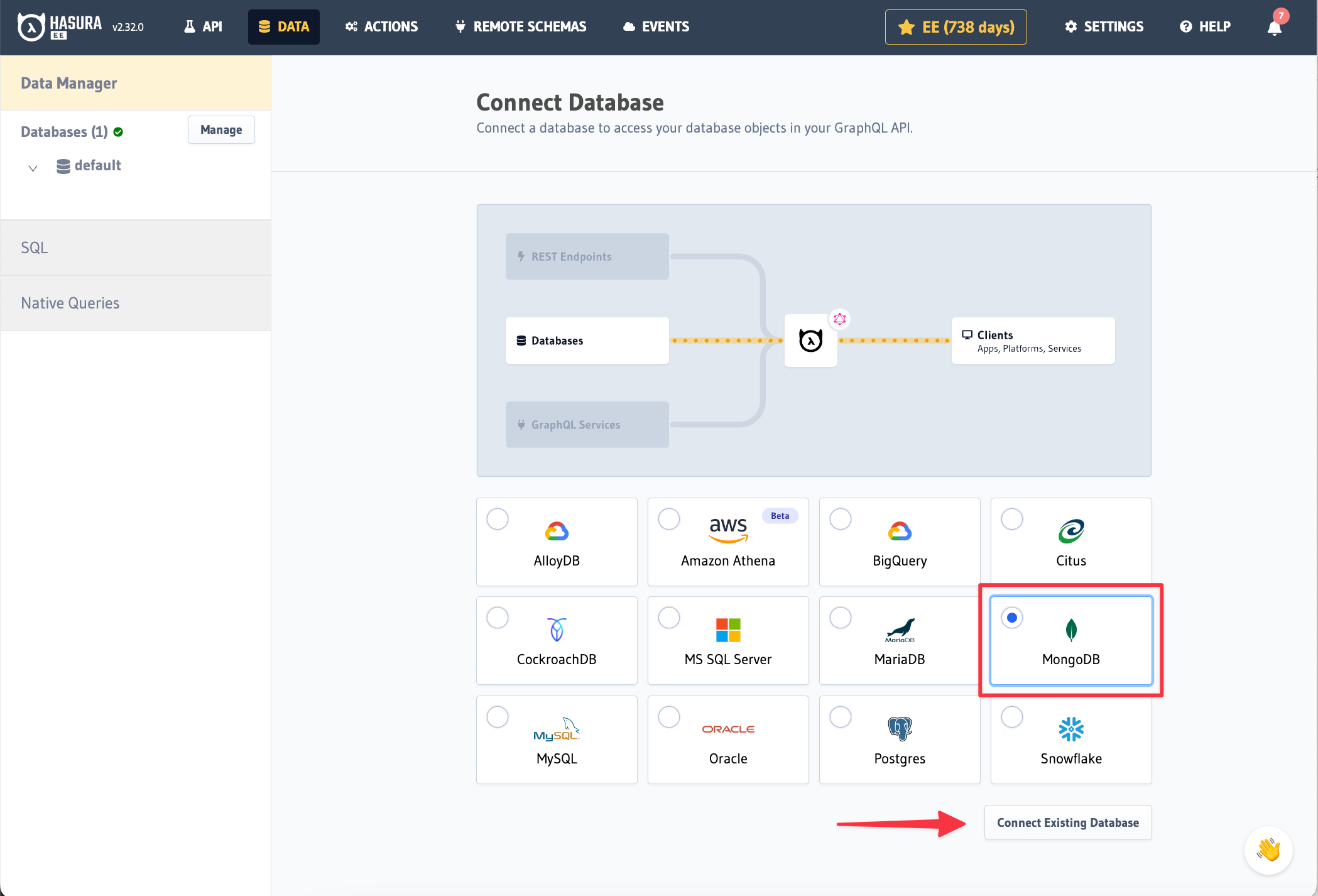 Hasura Cloud database setup