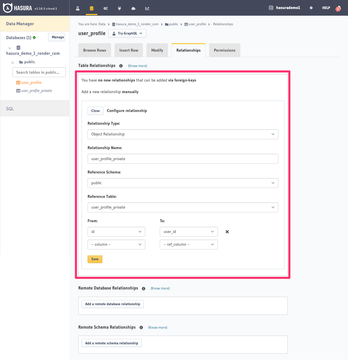 Create a manual object relationship