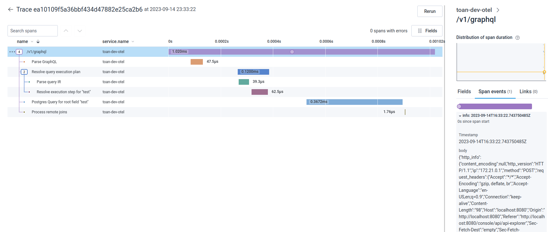 Honeycomb traces and logs correlation