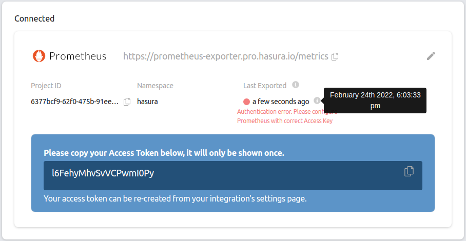 Prometheus integration Pull failed