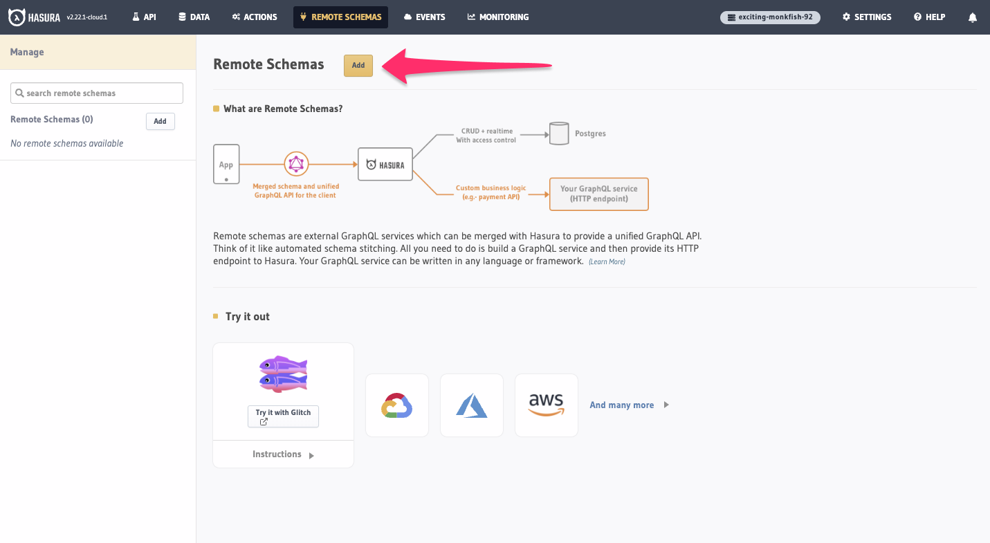 Add a Remote Schema in the Hasura Console