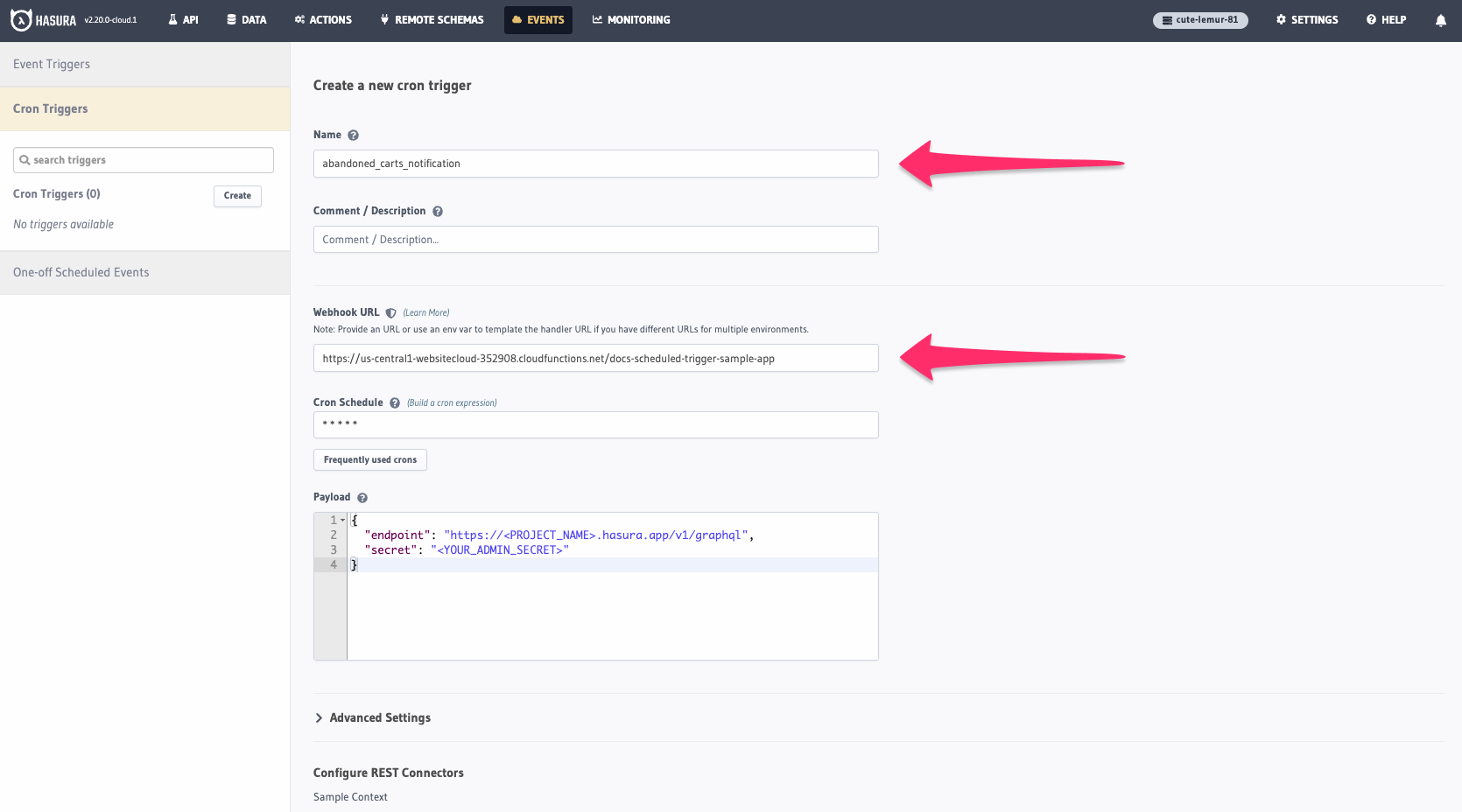 Hasura Scheduled Trigger architecture