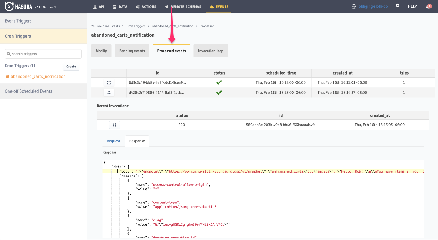 Hasura Scheduled Trigger architecture