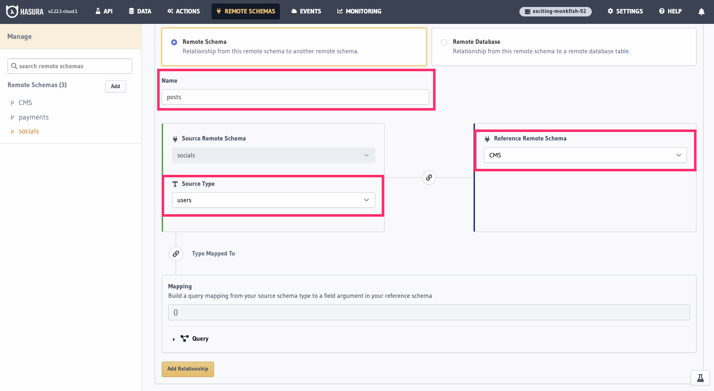 Mapping the schema of the CMS API to the socials API