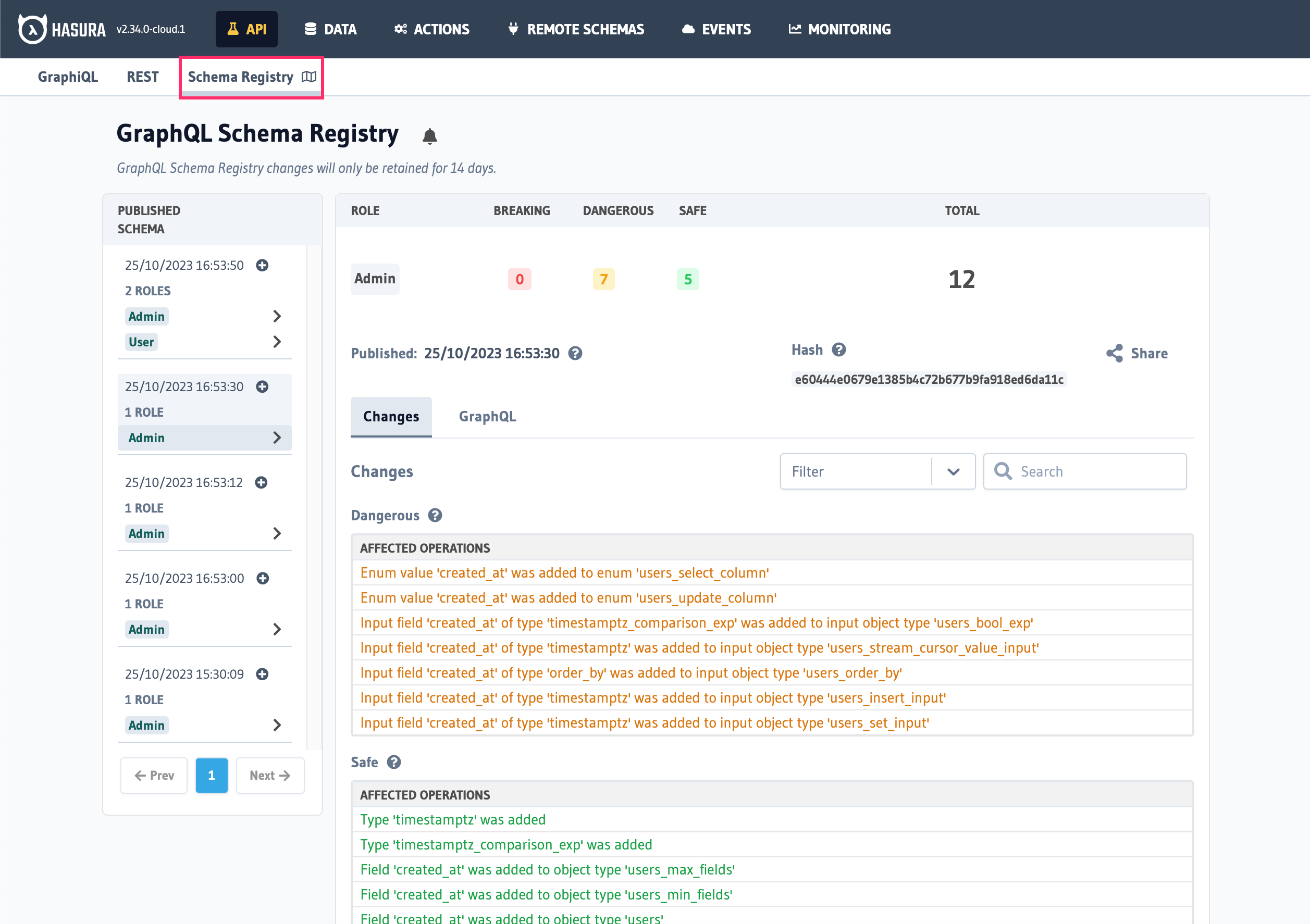 Hasura Cloud Schema Registry Listing