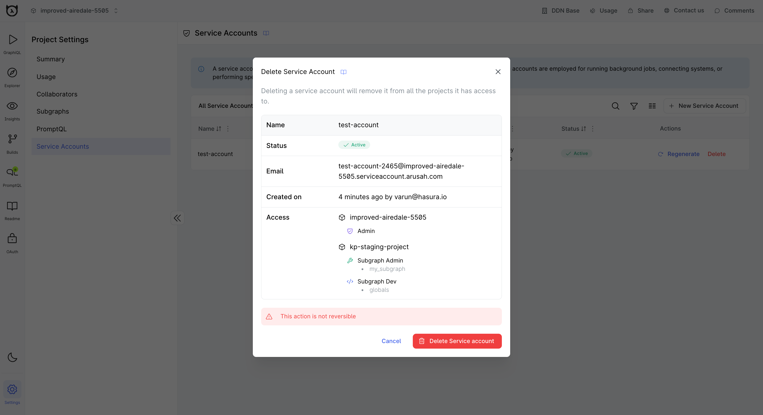 Create a service account