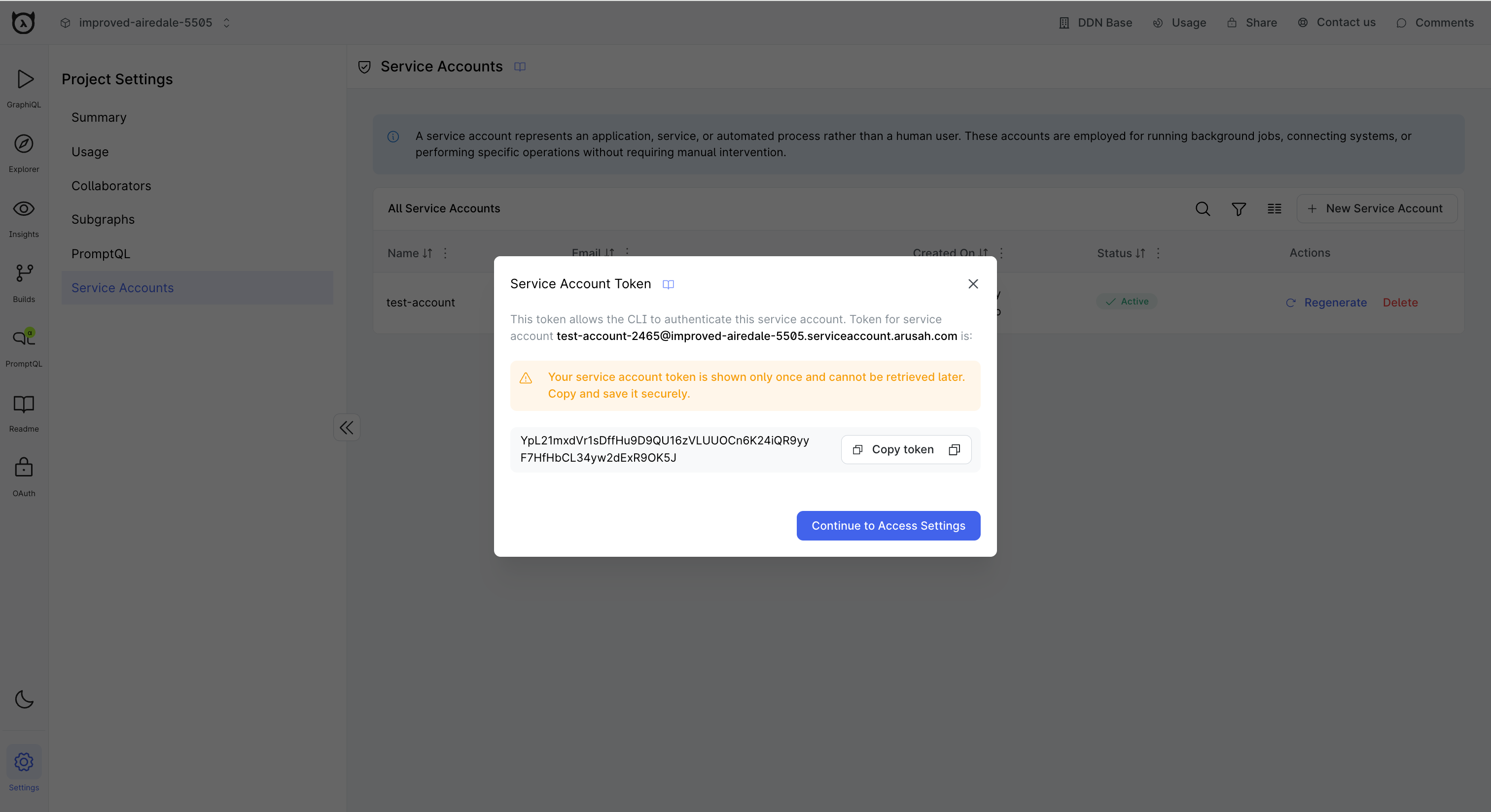 Create a service account