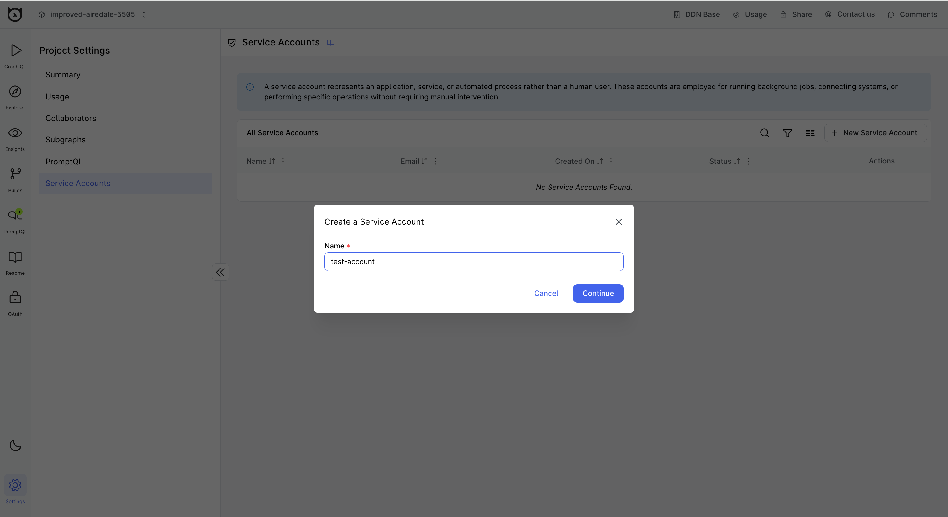 Create a service account