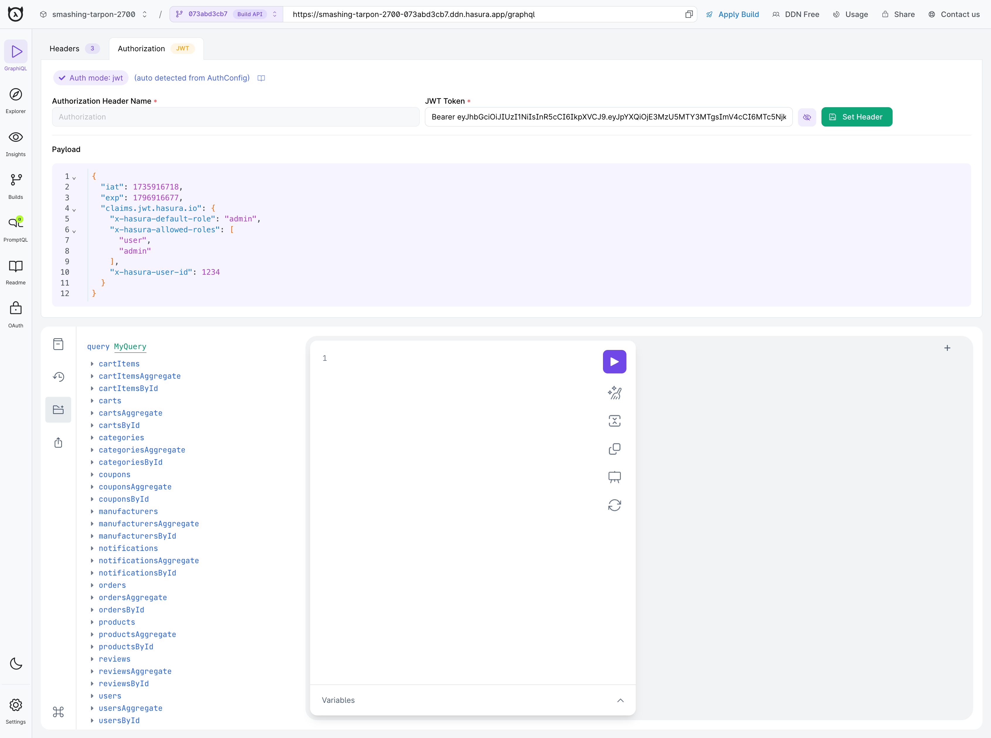 Hasura console authentication using JWT