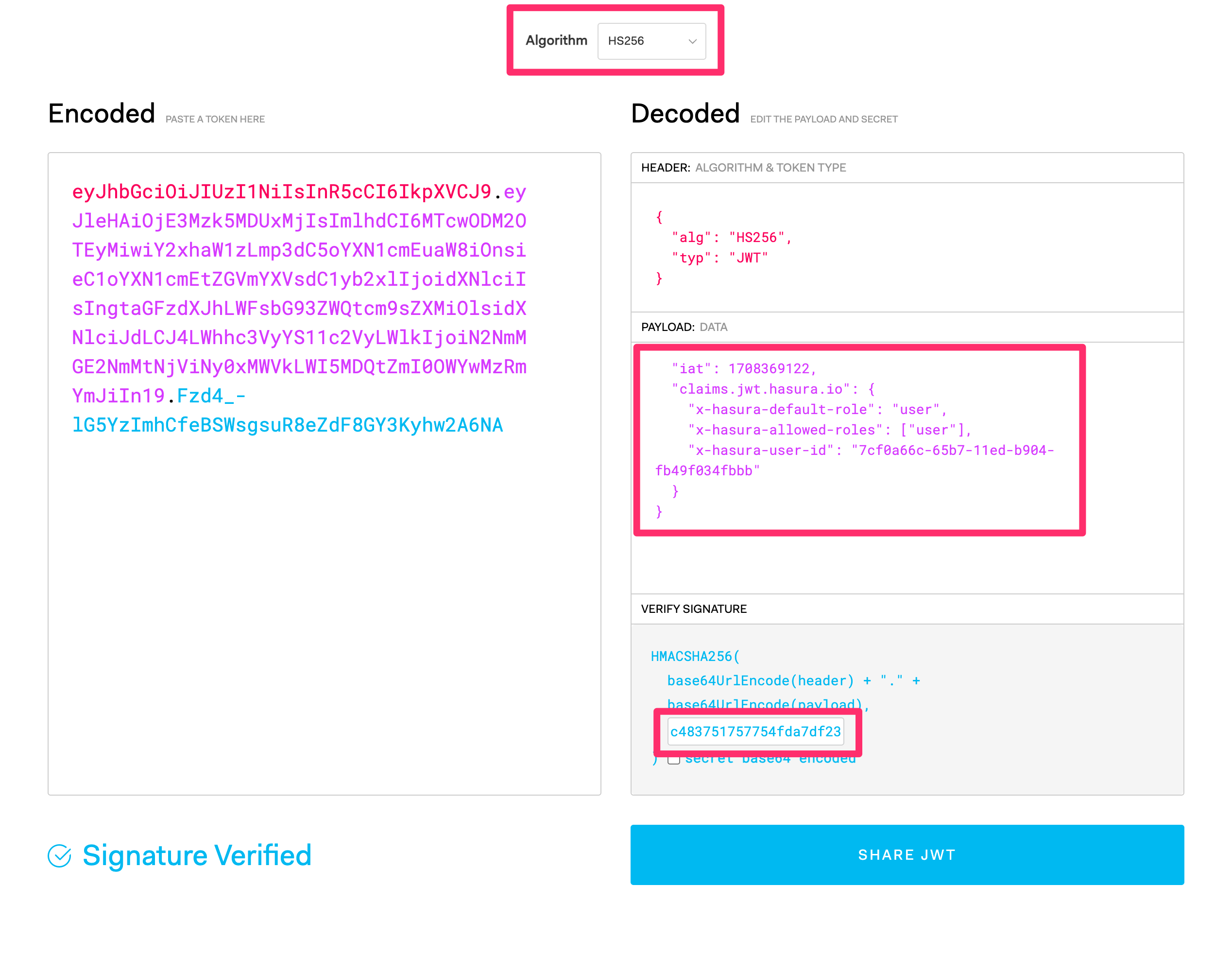 JWT.io token generation