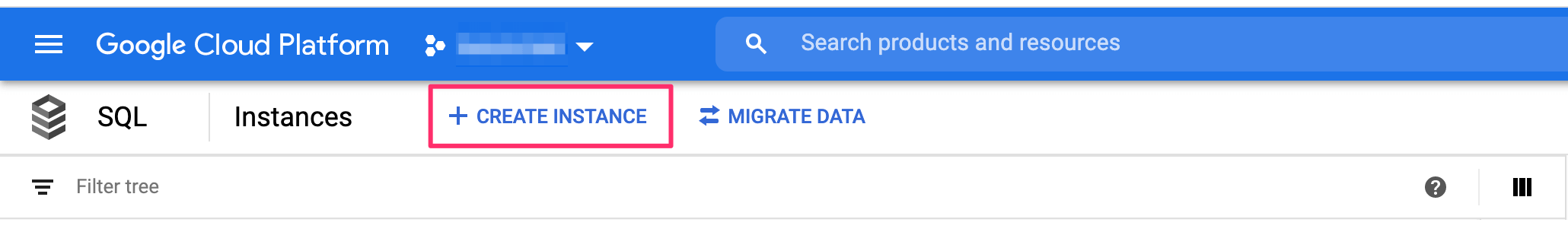 Create database instance in GCP