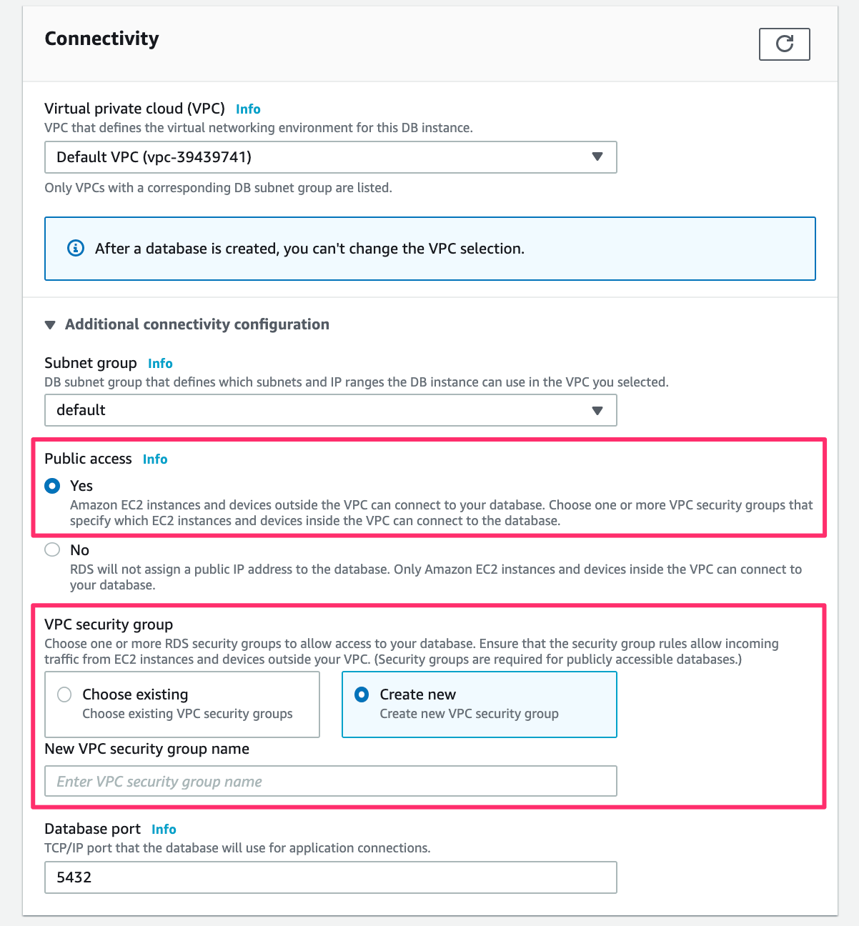 Connectivity for RDS instance on AWS